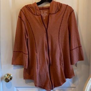 lur hooded zip front women’s small striped jacket with pockets